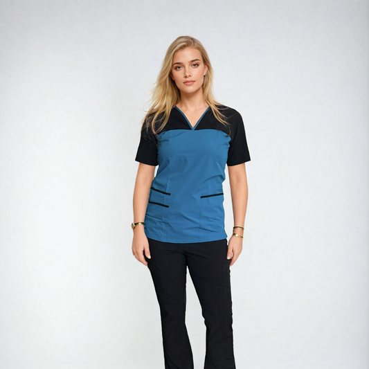 Corset V-Neck Smock Teal Essence